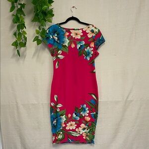 Elegant Pink Floral Midi Dress